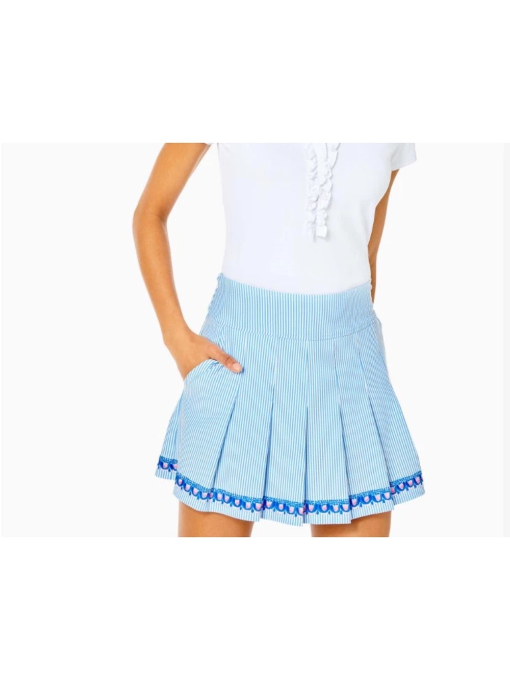 Lilly Pulitzer Skort 12 Blue White Stripe Luxletic UPF 50+ Tennis Golf Active